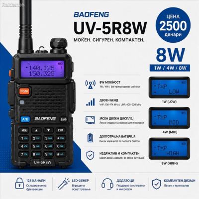 Radio Stanica Toki Voki BAOFENG UV-5R 8W