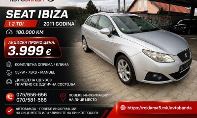 Seat Ibiza 1.2 tdi 55kw 2011 godina odlicna sostojba