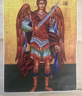 ИКОНА АРХ. МИХАИЛ, ПРИНТ НА ПЛАТНО, 30Х40ЦМ